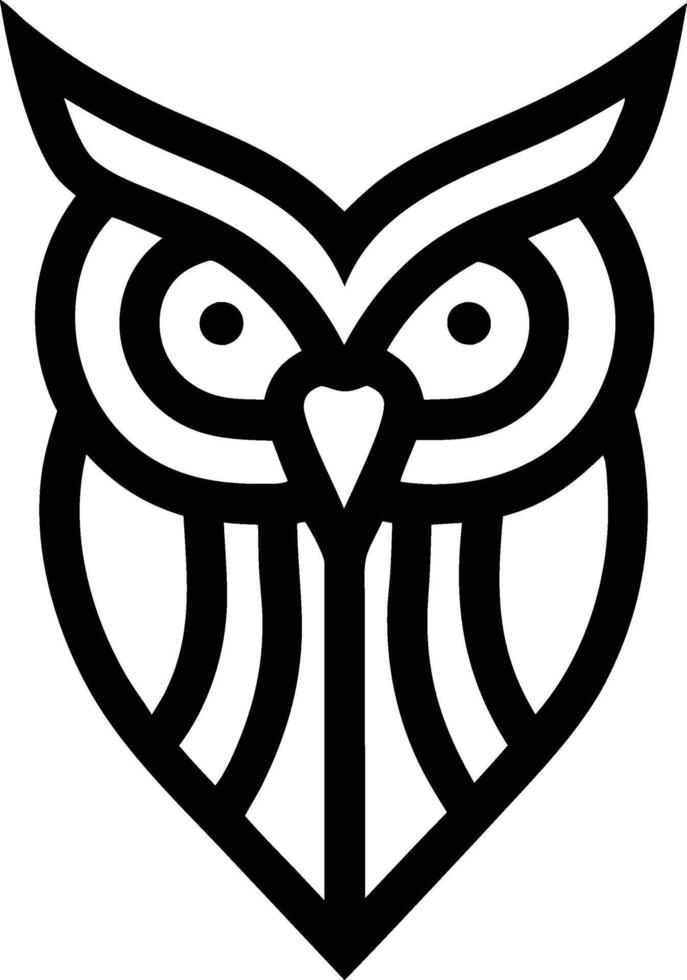 minimal linear owl logo illustration black and white vector