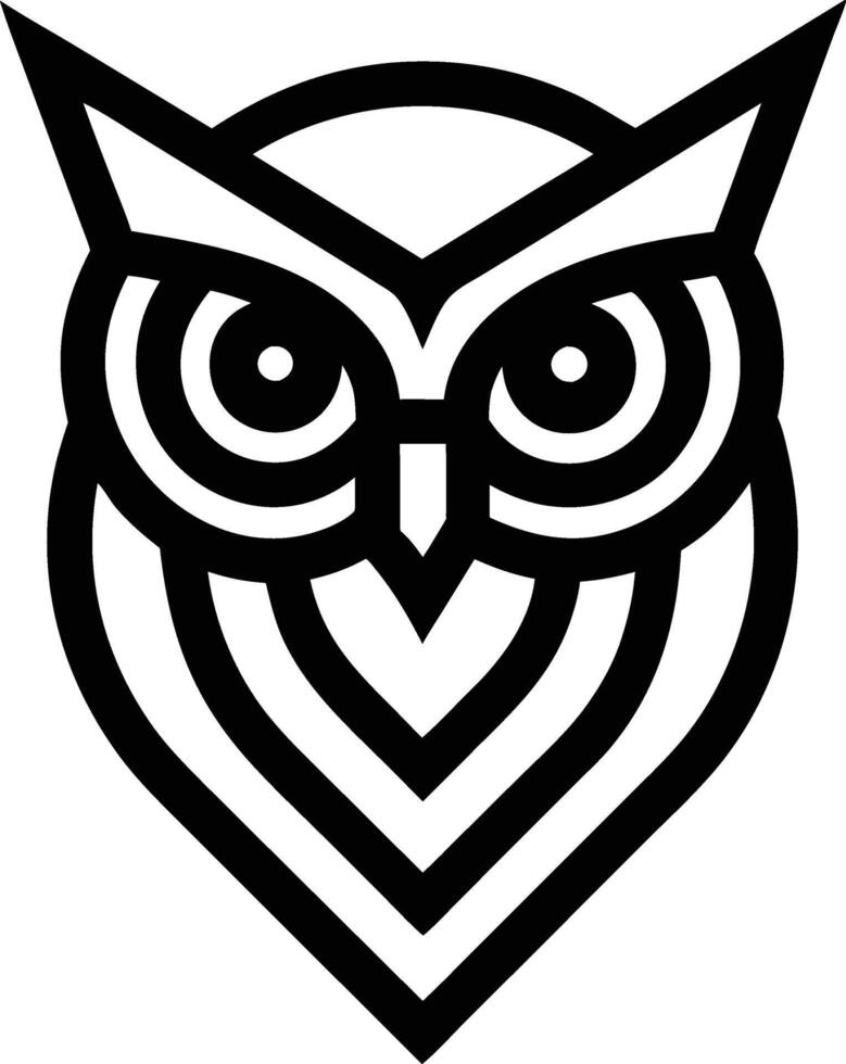 minimal linear owl logo illustration black and white vector