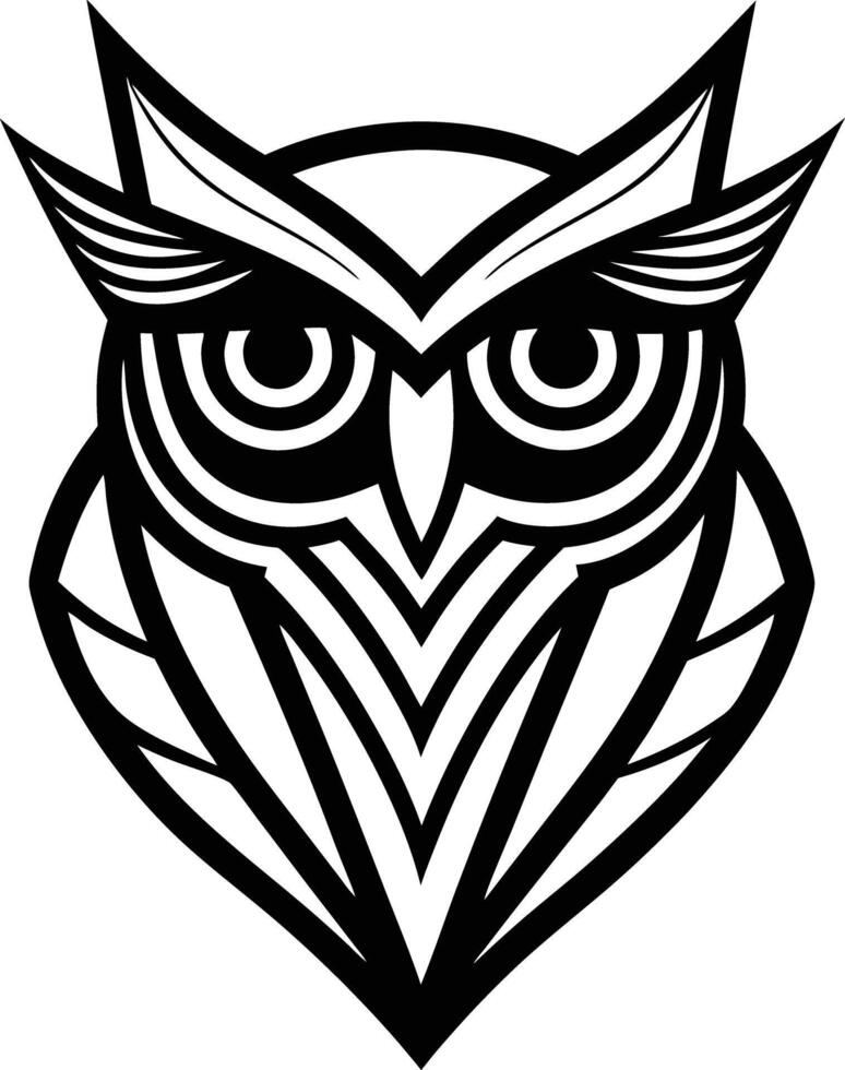 minimal linear owl logo illustration black and white vector