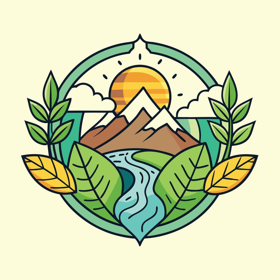 environment logo illustration on solid background vector