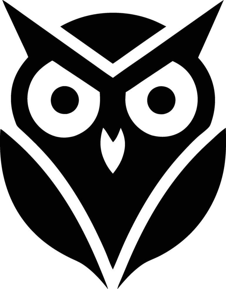 minimal linear owl logo illustration black and white vector