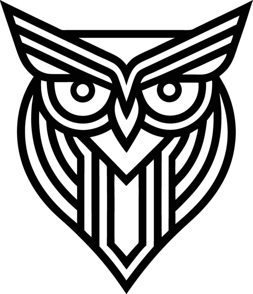 minimal linear owl logo illustration black and white vector
