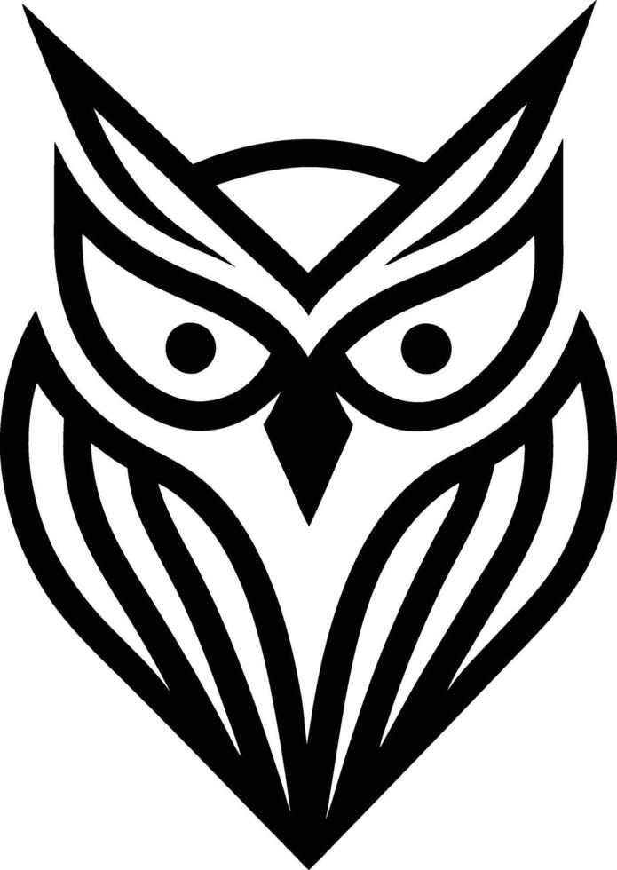 minimal linear owl logo illustration black and white vector