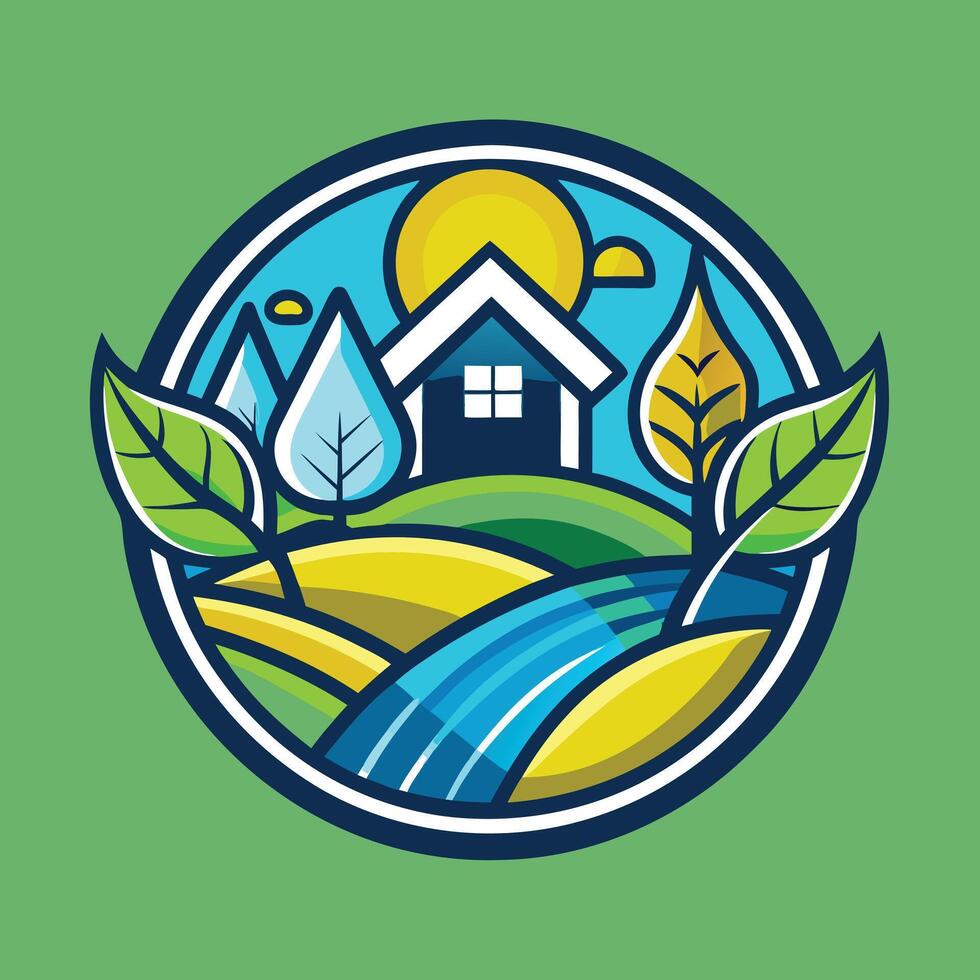 environment logo illustration on solid background vector