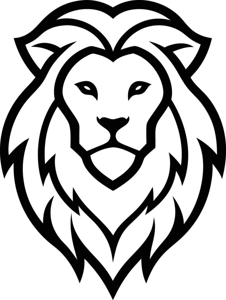 minimal lion head logo line art style black and white vector