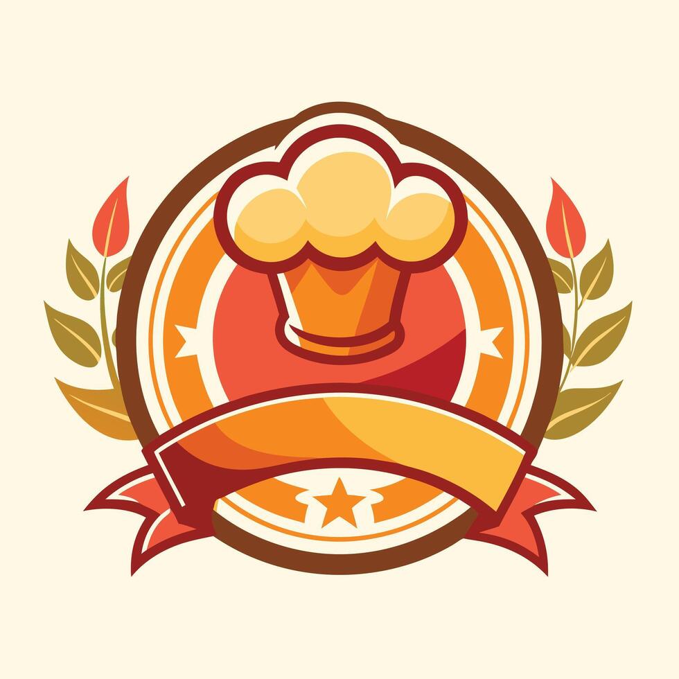 illustration of a cooking logo in solid background vector