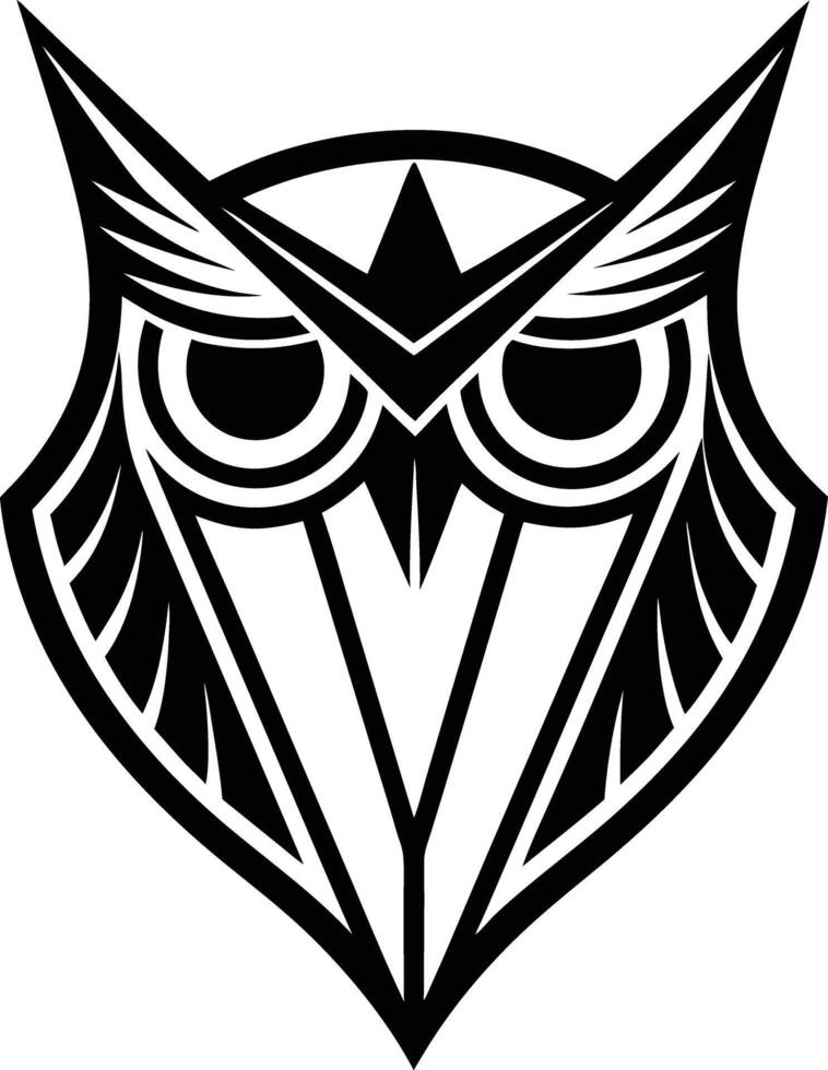 minimal linear owl logo illustration black and white vector