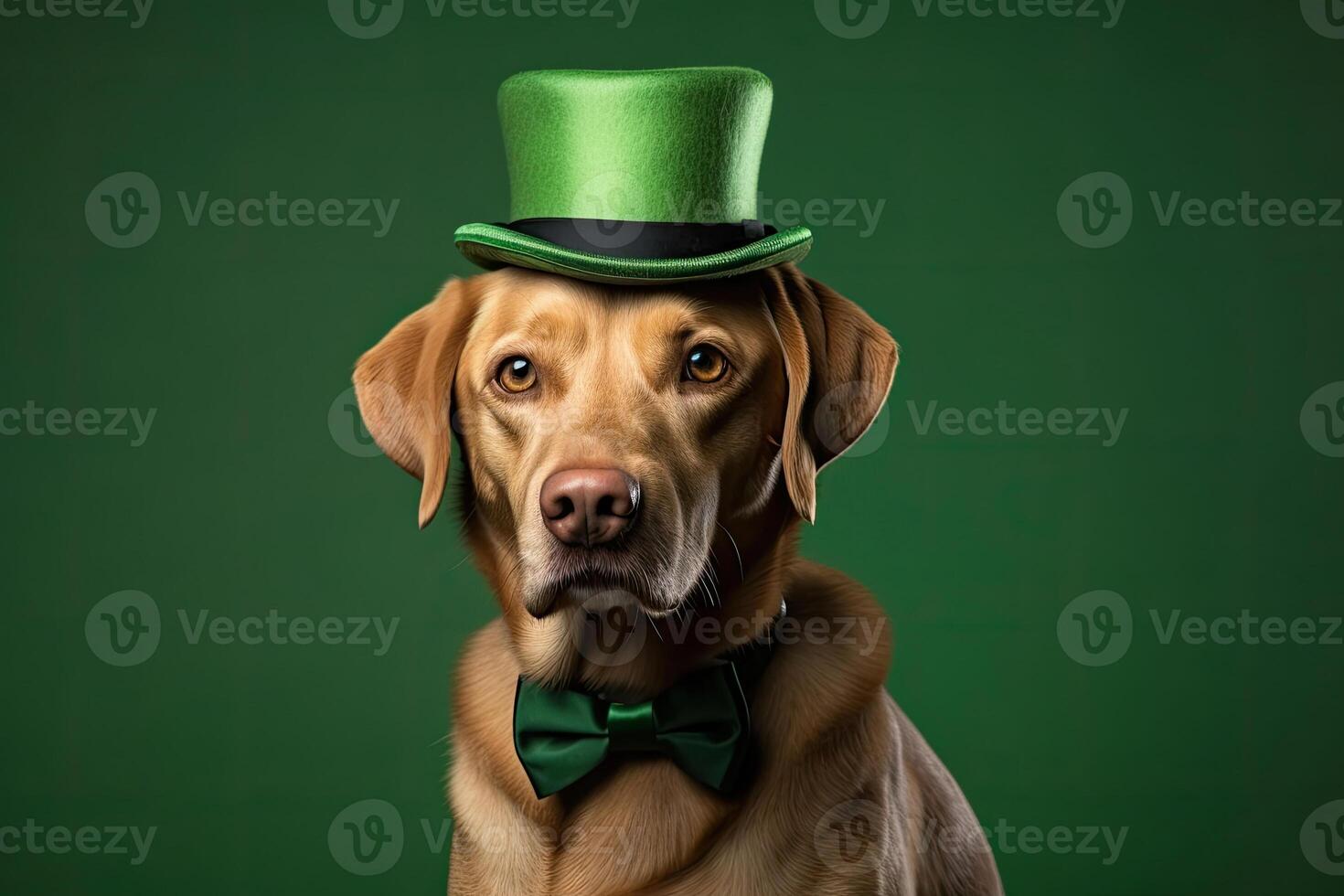 Labrador Wearing Green Hat photo