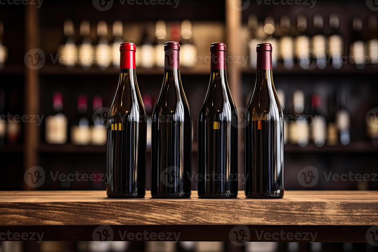 Wine Bottles on a Shelf photo