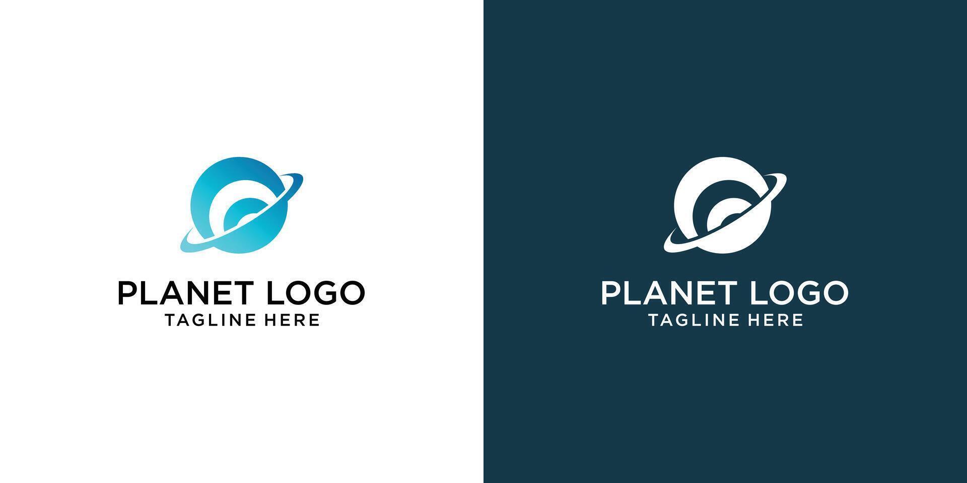 Creative planet logo design with modern style , premium vector