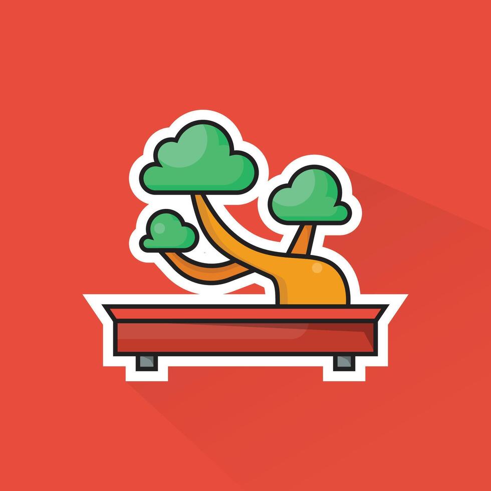 Illustration of Bonsai Tree in Flat Design vector