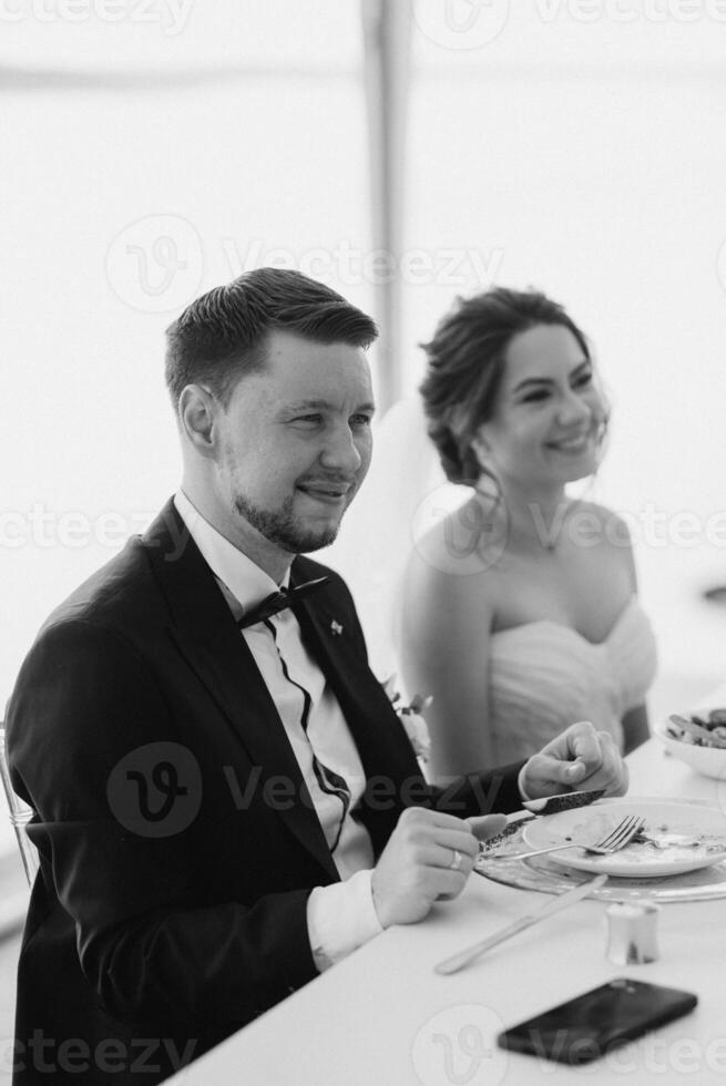 portrait of the newlyweds at the presidium photo