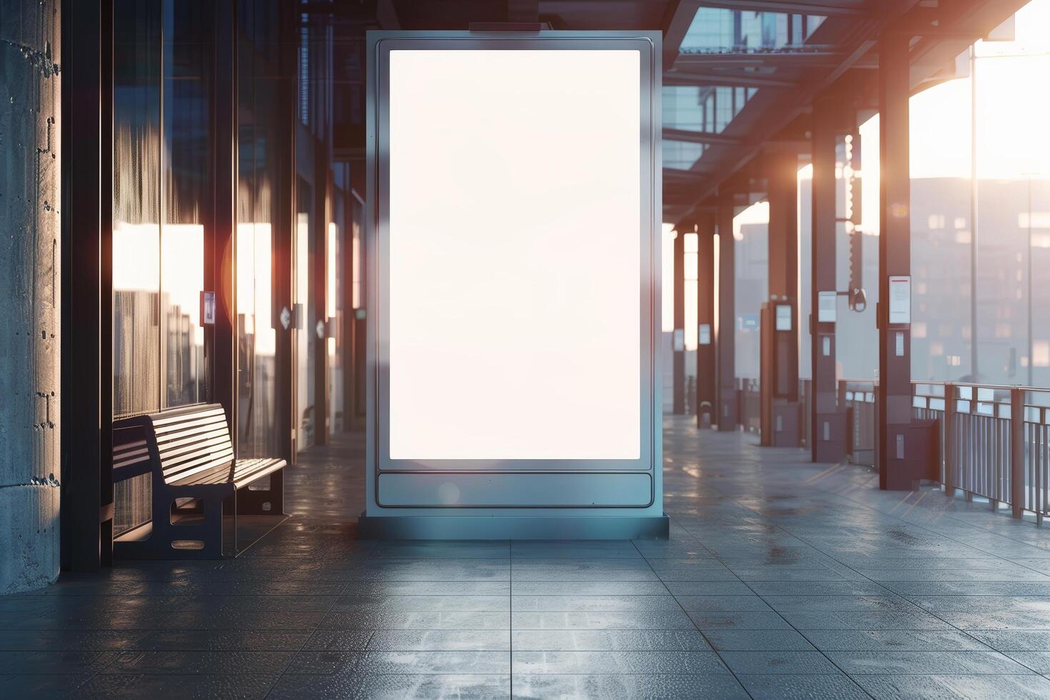 Bus station billboard mockup photo