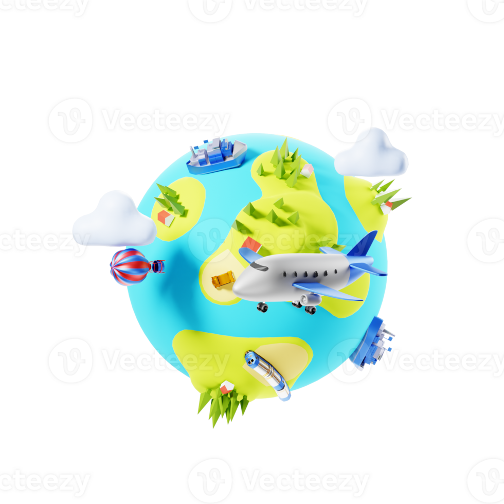3D Illustration global transportation png