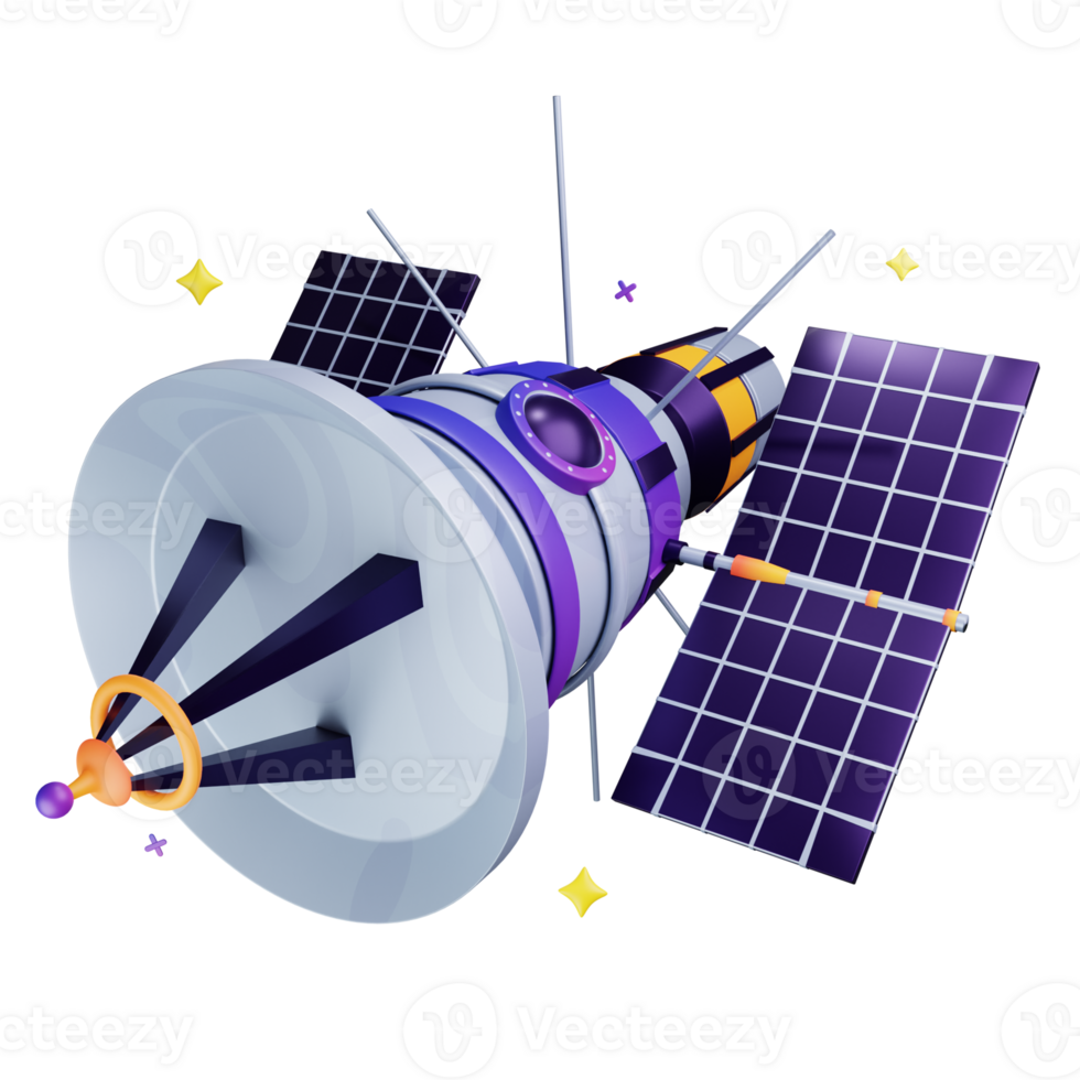 3D Illustration space probe satellite png