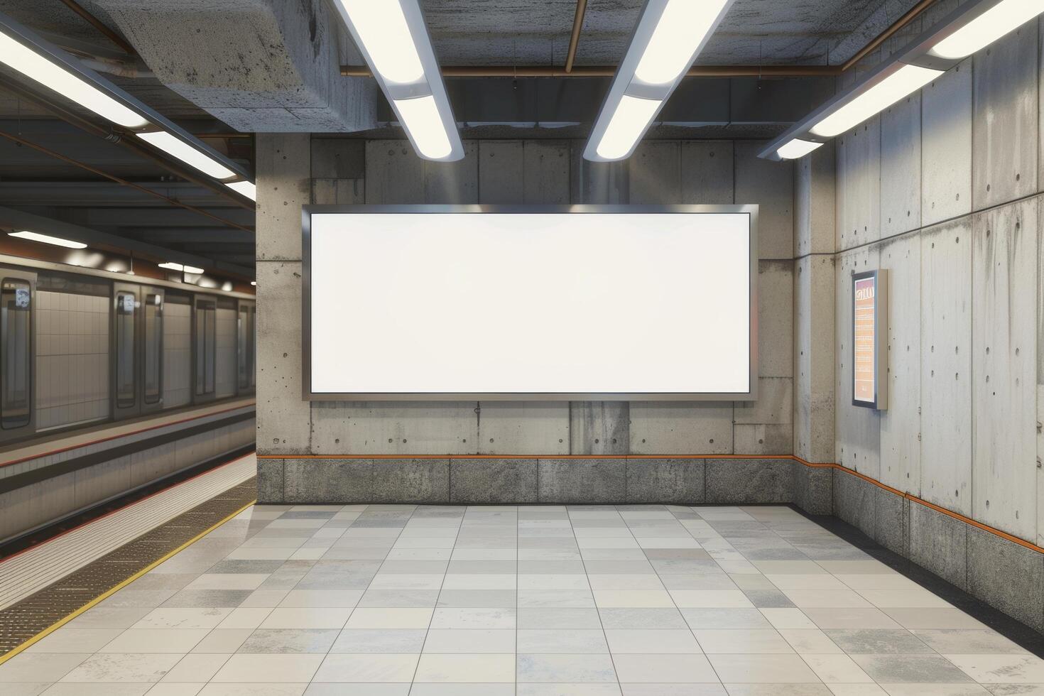 blank clean screen display or signboard mockup in subway photo