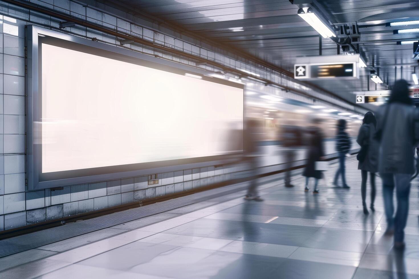 Billboard mockup on subway station. photo