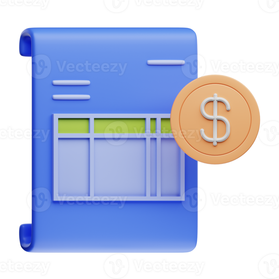 3D Illustration invoice png
