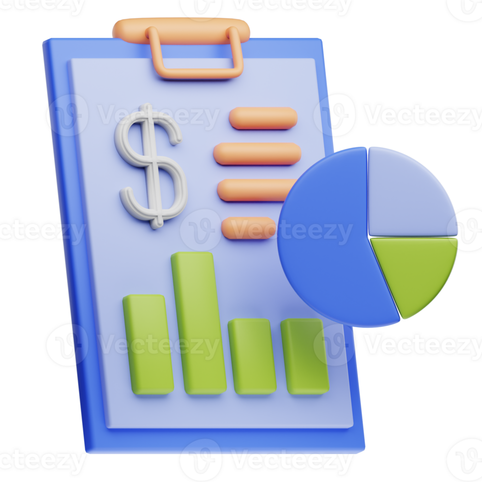 3D Illustration financial report png