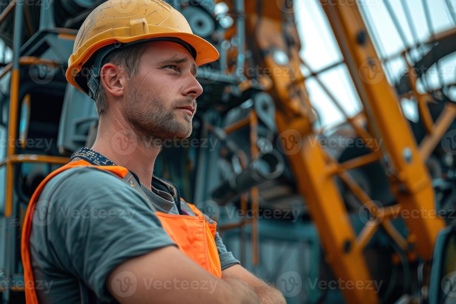 A skilled crane operator expertly maneuvering heavy materials, showcasing precision and expertise in a construction environment. photo