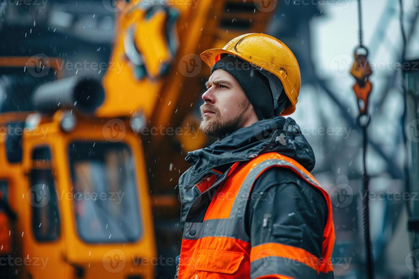 A skilled crane operator expertly maneuvering heavy materials, showcasing precision and expertise in a construction environment. photo