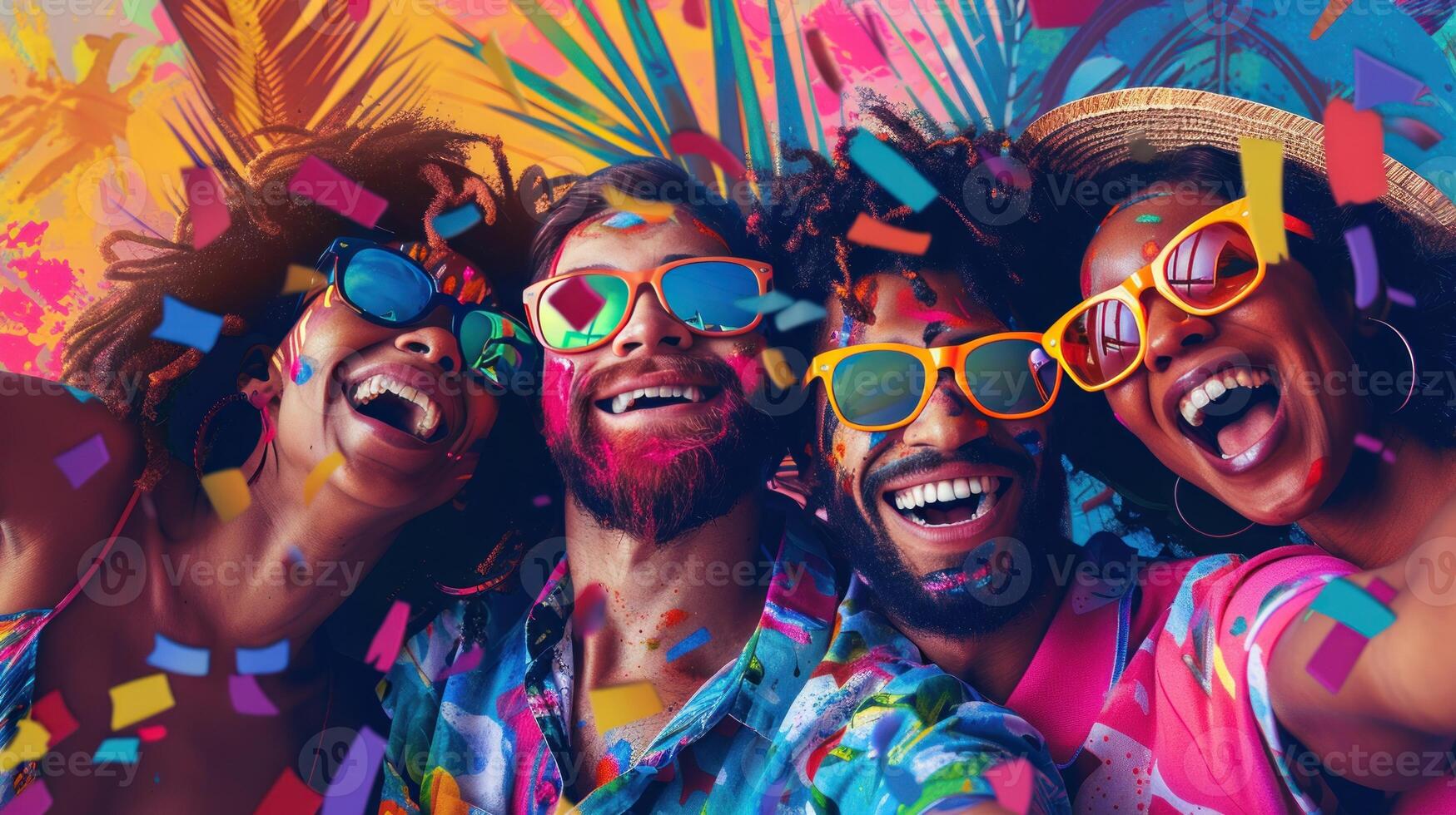 A group of people wearing sunglasses and smiling for a photo