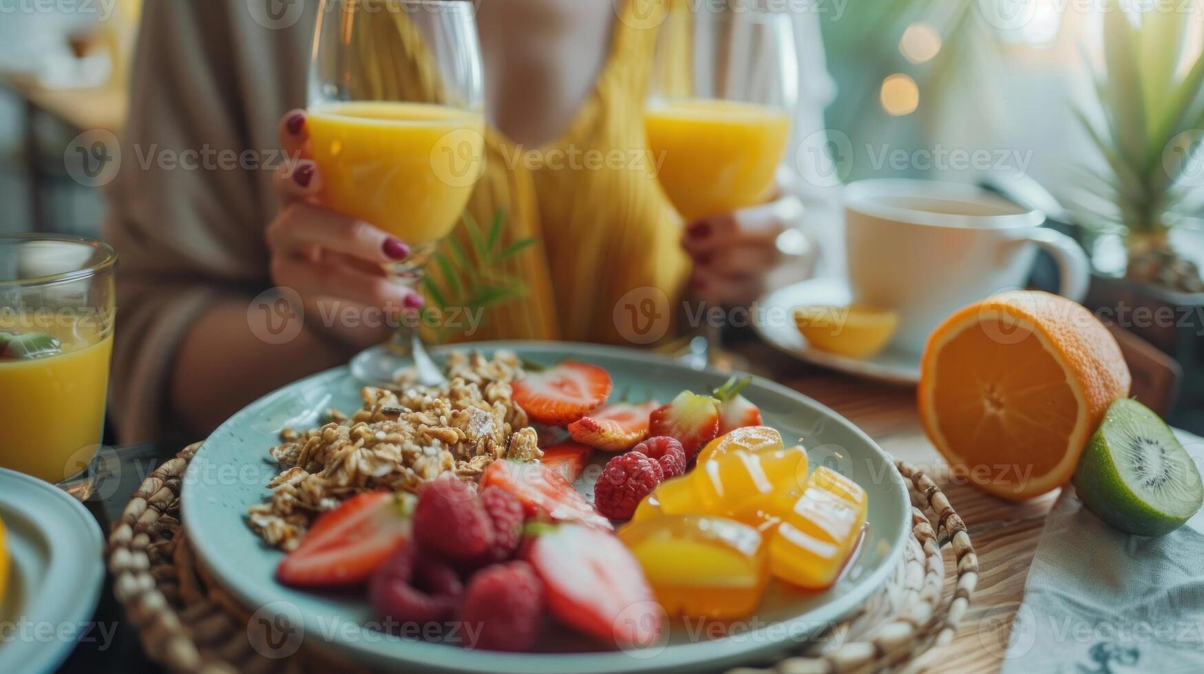 Healthy Daily Routine Enjoying Collagen Gummies with Breakfast photo