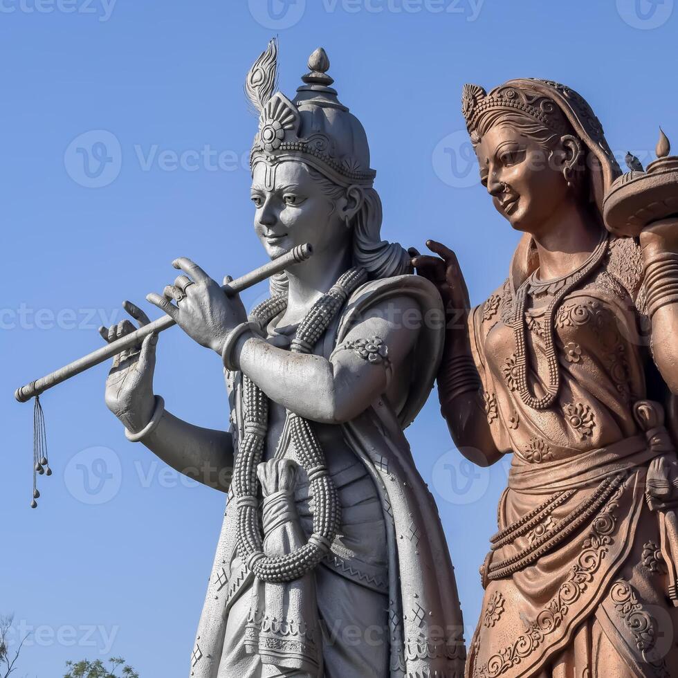 Big statue of Lord Radha Krishna near Delhi International airport, Delhi, India, Lord Krishna and Radha big statue touching sky at main highway Mahipalpur, Delhi photo