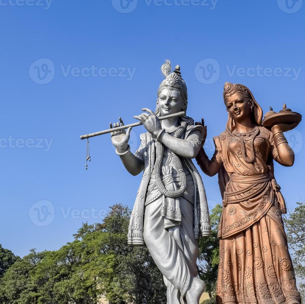 Big statue of Lord Radha Krishna near Delhi International airport, Delhi, India, Lord Krishna and Radha big statue touching sky at main highway Mahipalpur, Delhi photo
