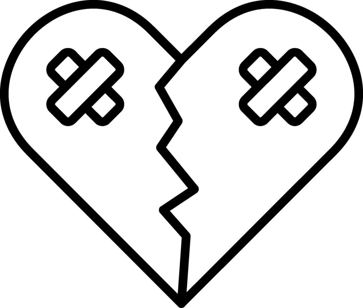 Broken Heart Line Icon vector