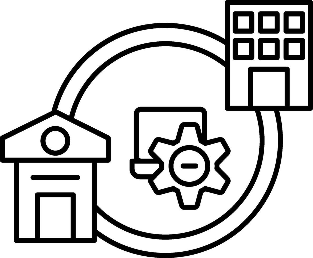Hybrid Work Line Icon vector