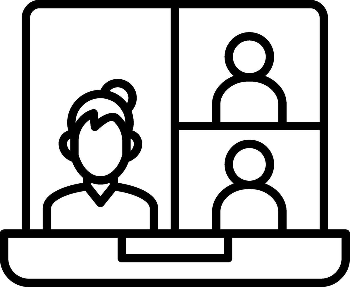 Online Conference Meeting Line Icon vector
