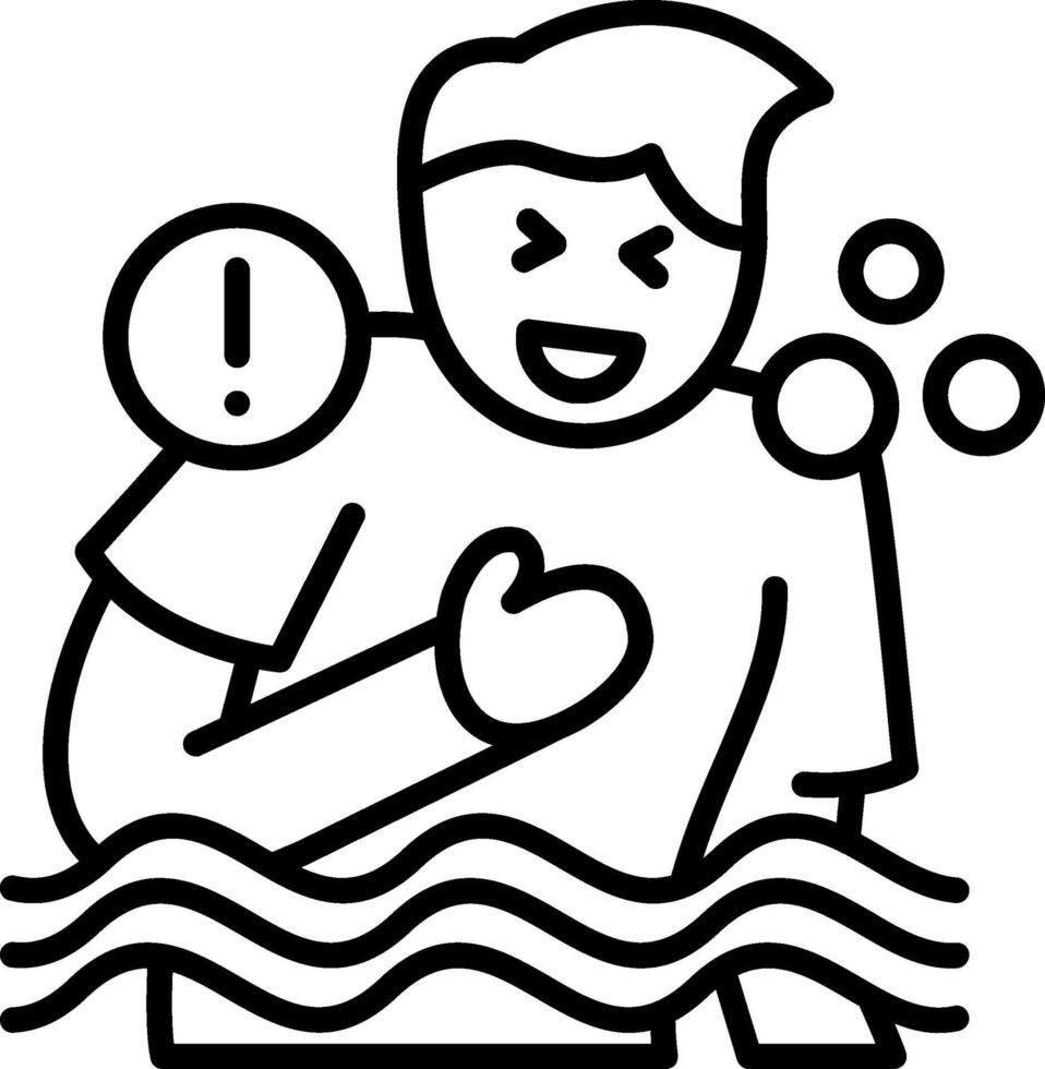 Drowning Feeling Line Icon vector