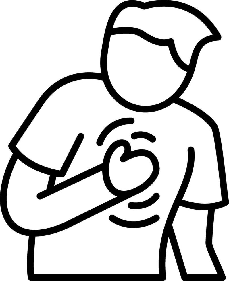 Chest Pain Line Icon vector
