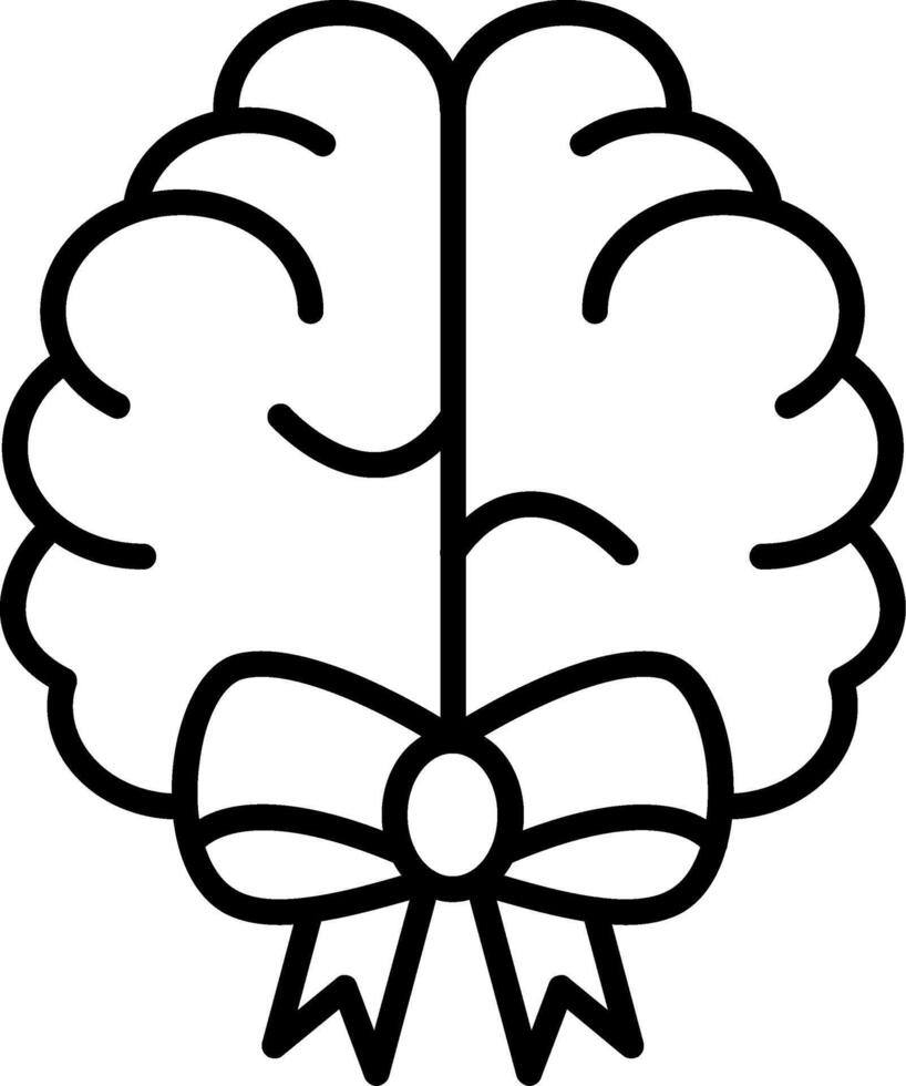 Brain Ribbon Line Icon vector