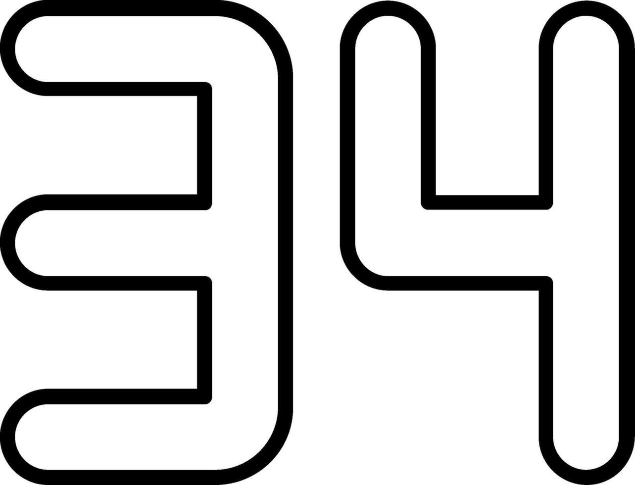 Thirty four Line Icon vector