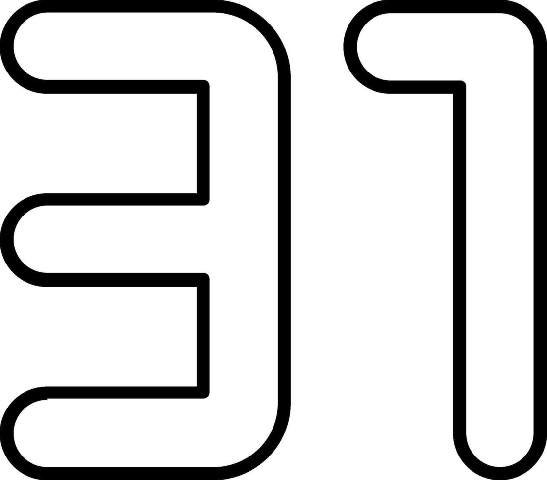 Thirty one Line Icon vector