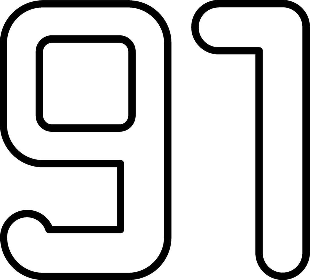 Ninety one Line Icon vector