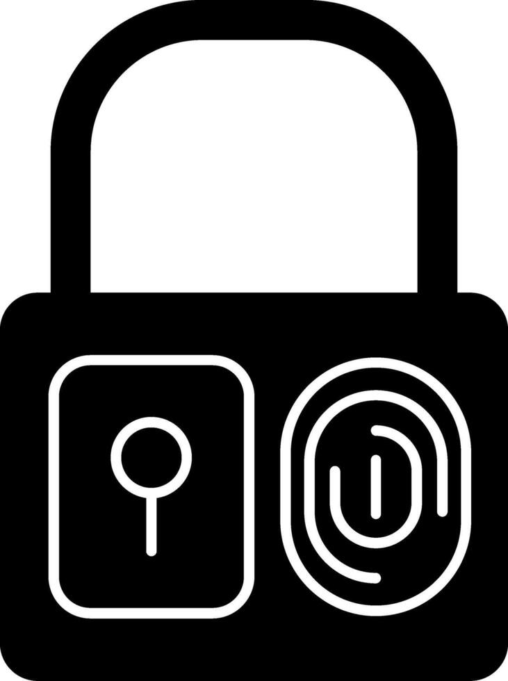 Fingerprint Lock Glyph Icon vector
