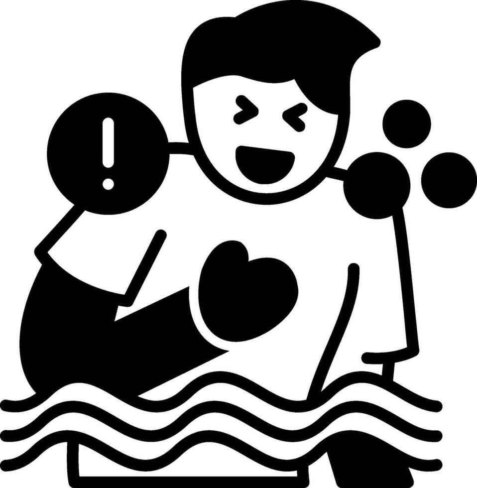Drowning Feeling Glyph Icon vector