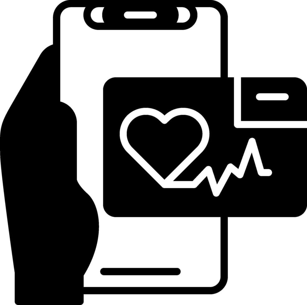 Heart Rate App Glyph Icon vector