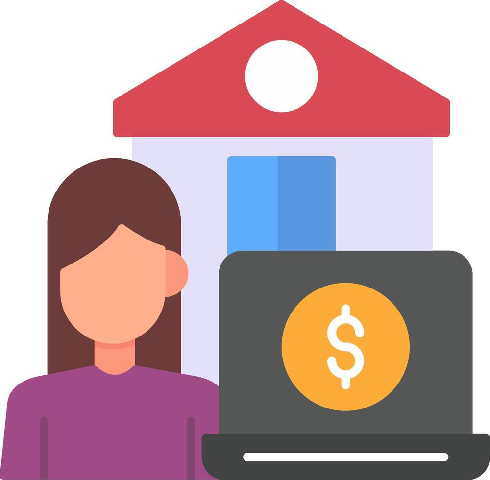 Work From Home Flat Icon vector
