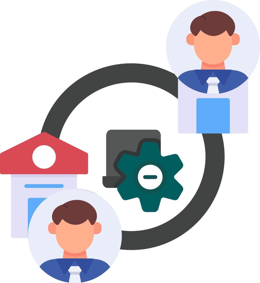 Hybrid Work Flat Icon vector