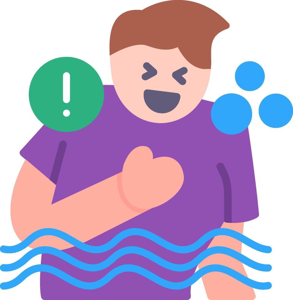 Drowning Feeling Flat Icon vector