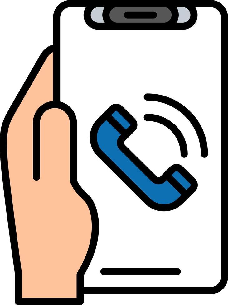 Phone Call Line Filled Icon vector