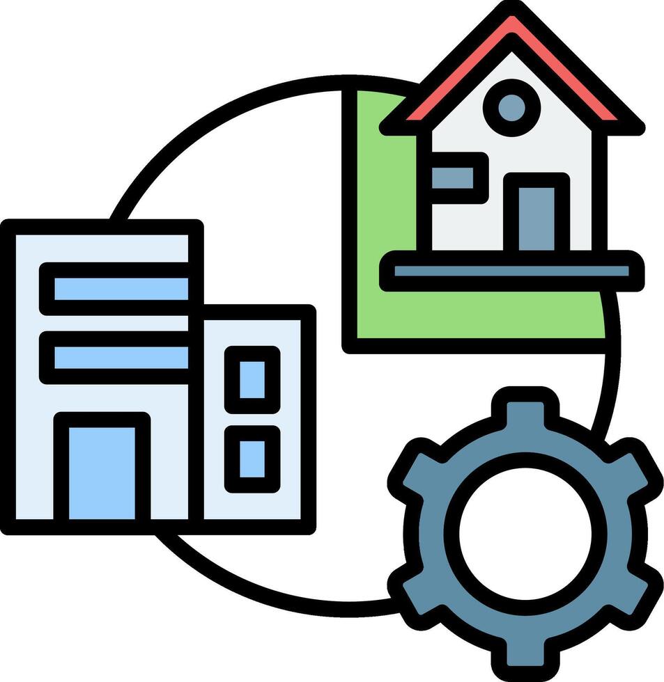 Hybrid Work Line Filled Icon vector
