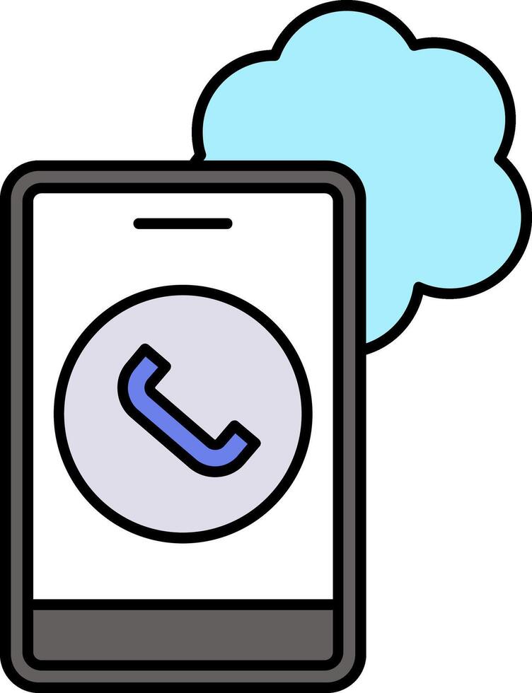 Cloud Based Calling Line Filled Icon vector