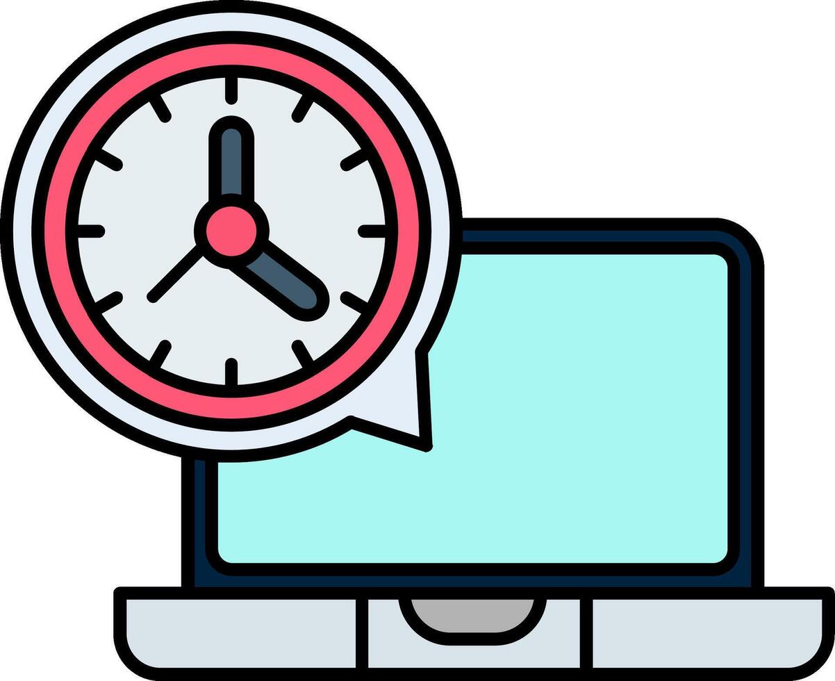 All The Time Working Line Filled Icon vector