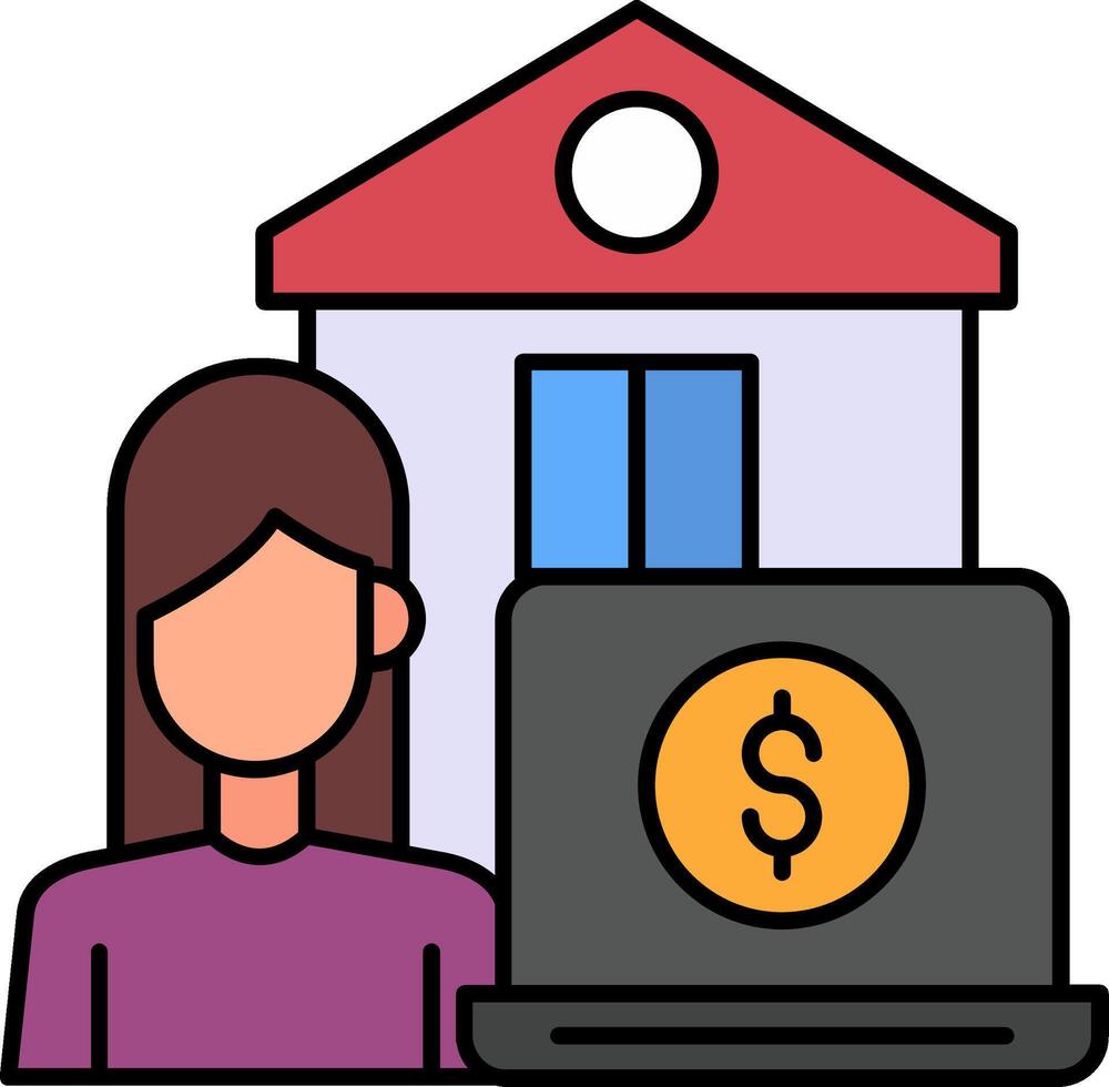Work From Home Line Filled Icon vector