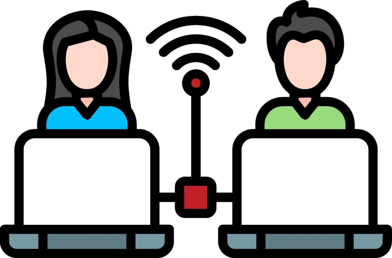 Remote Access Line Filled Icon vector